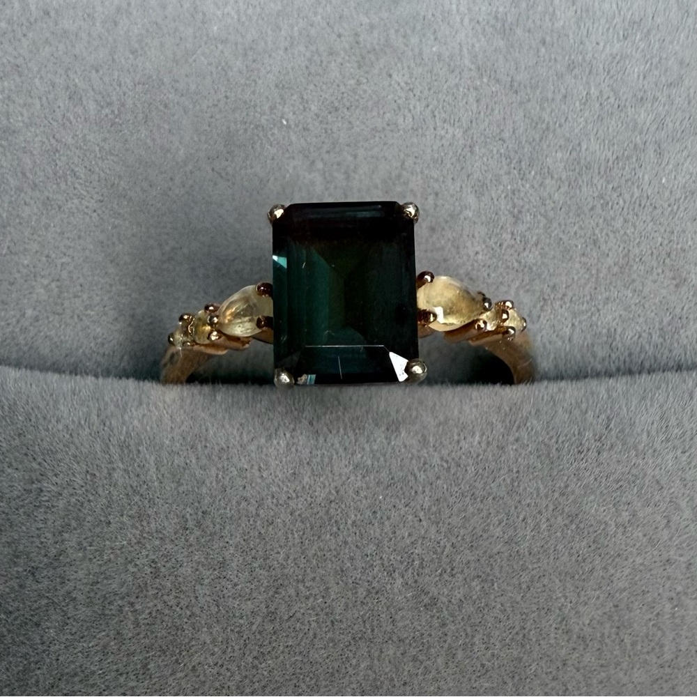 Custom made alexandrite, moonstone and rose gold ring
